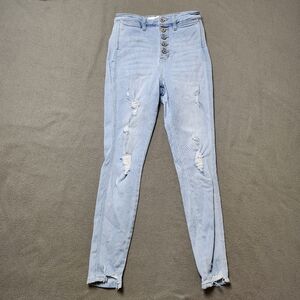KANCAN HIGH RISE BUTTON FLY SKINNY JEANSCROPPED Sz 5/26